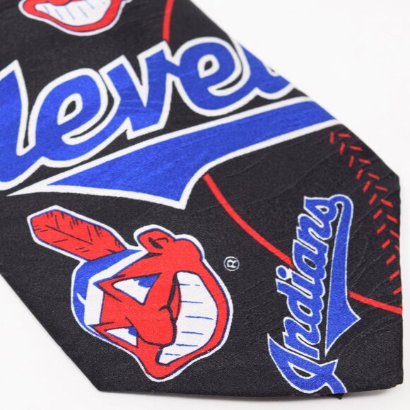 Vintage Cleveland Indians Neck Tie Silk MLB Baseball Chief Wahoo 1993 USA Made - Picture 1 of 10